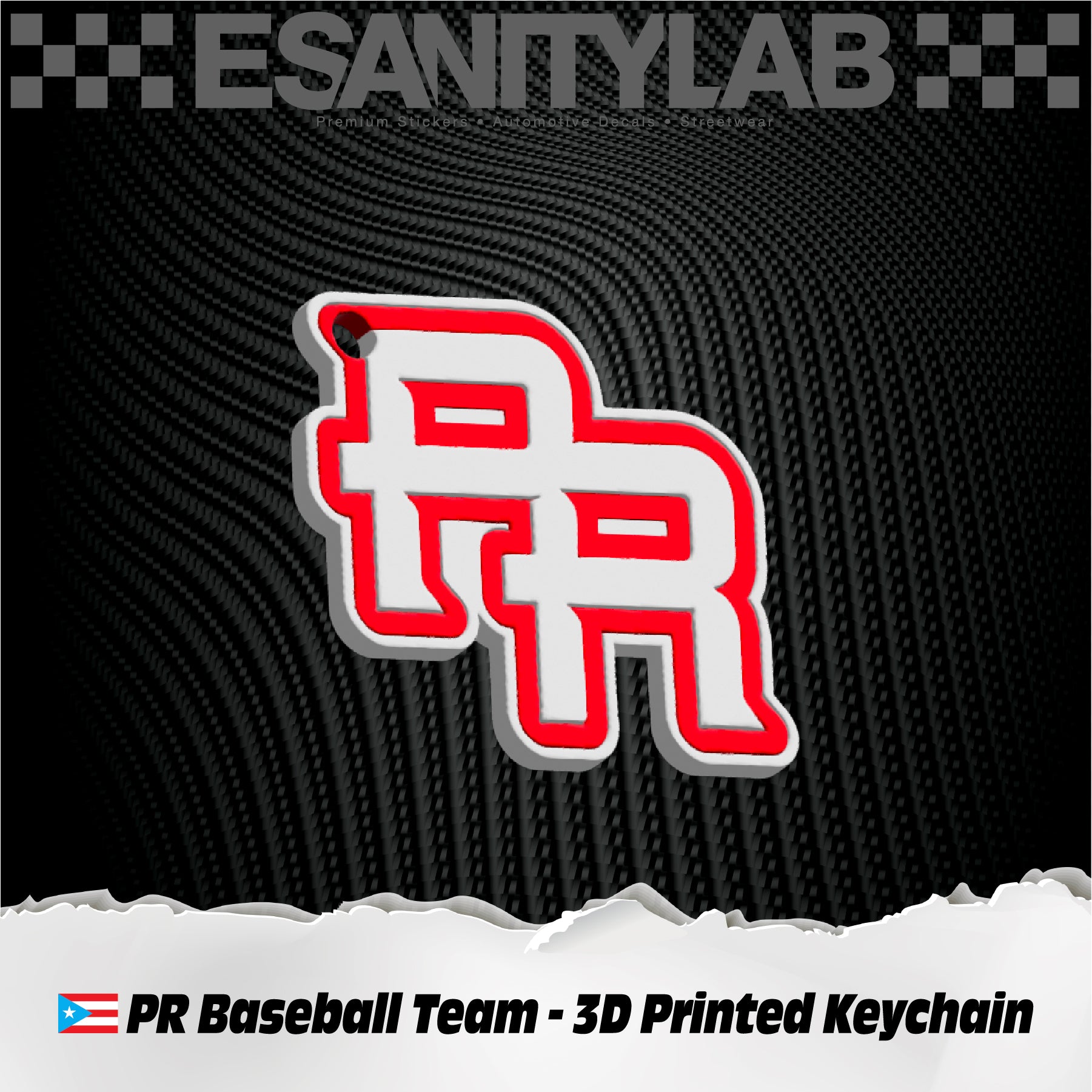 PR Puerto Rico Baseball Team - Premium 3D Keychain Boricua