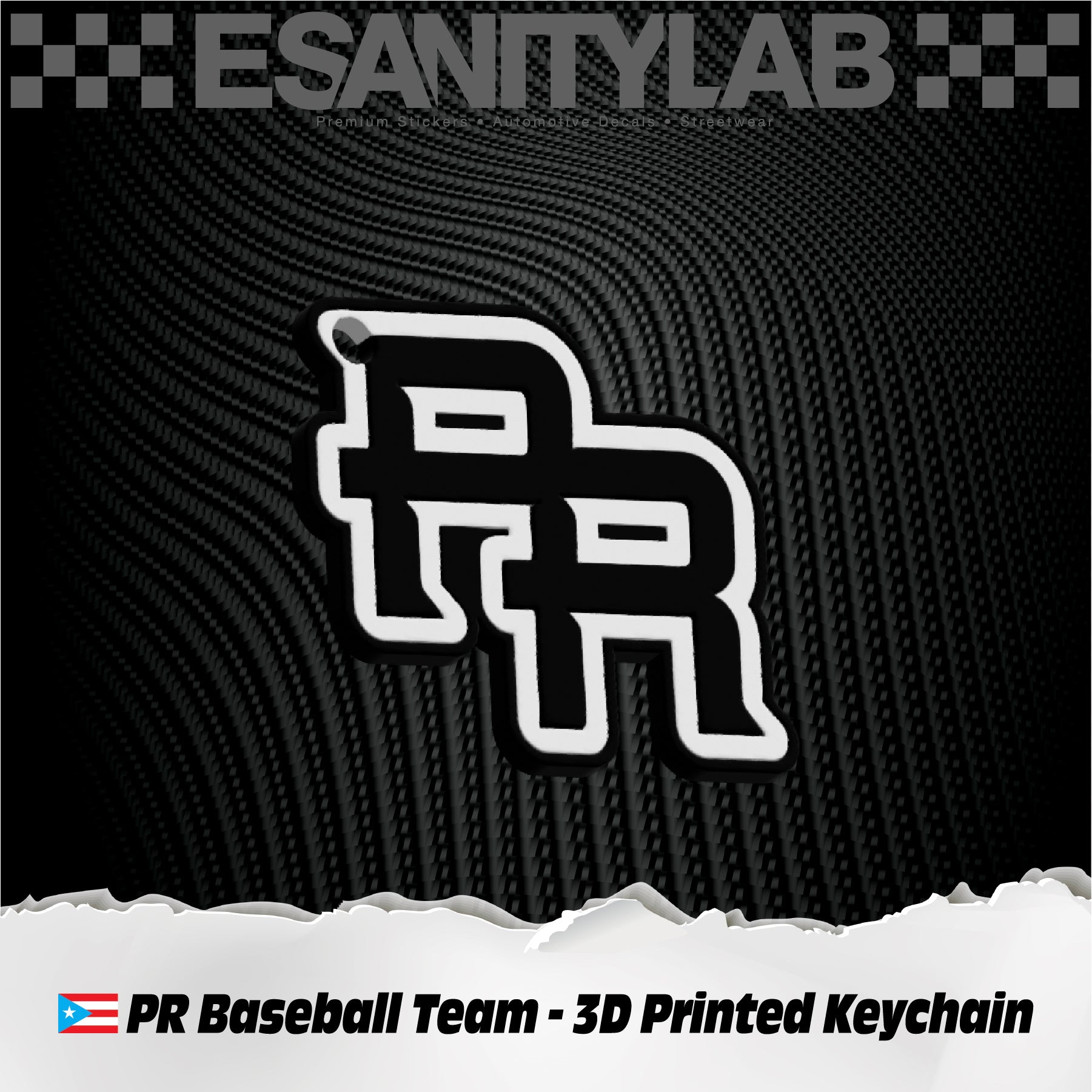 PR Puerto Rico Baseball Team - Premium 3D Keychain Boricua