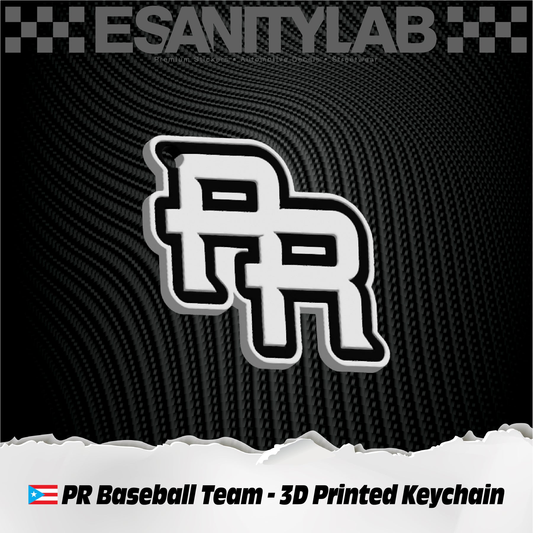 PR Puerto Rico Baseball Team - Premium 3D Keychain Boricua