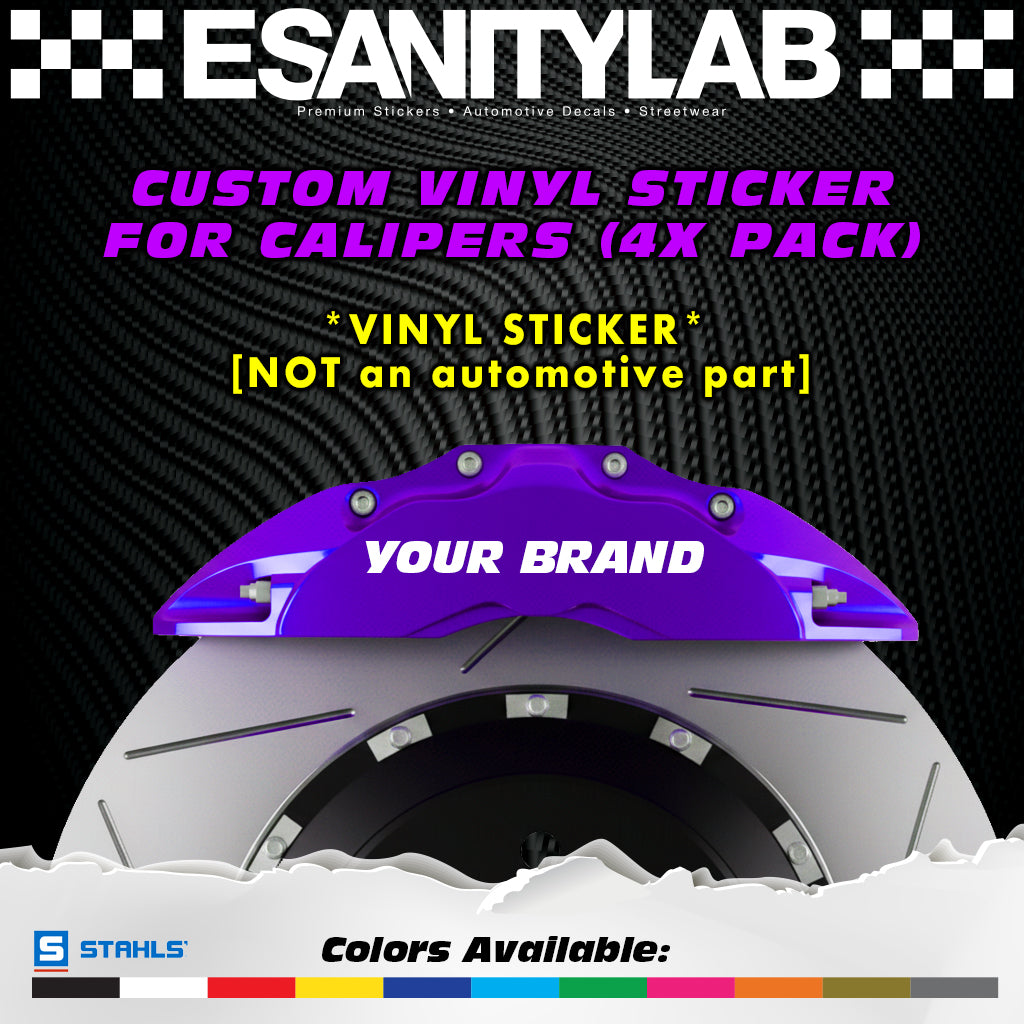 Custom Your Text High Temp Brake Caliper Vinyl Decal Sticker – 4x Pack - NOT a brake part