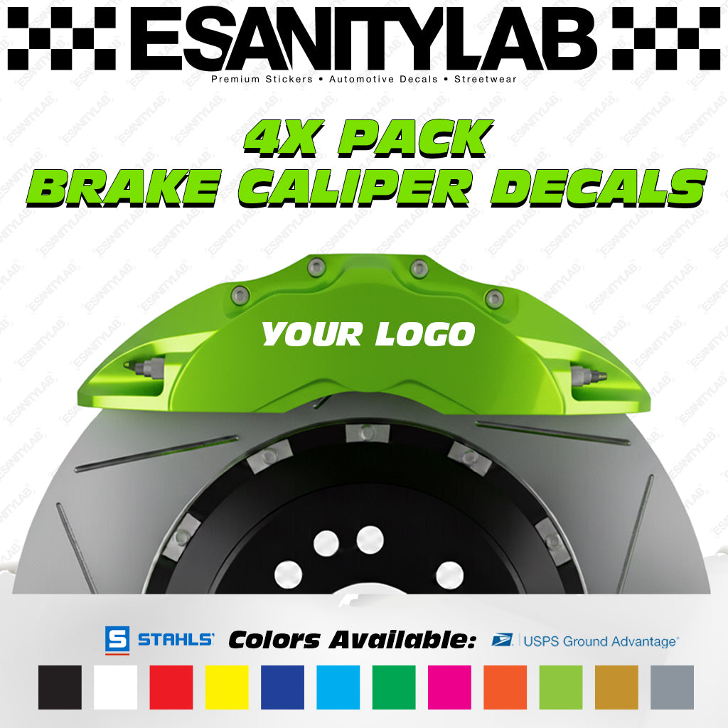 Custom High Temp Caliper Brakes Decal Sticker - 4X Pack