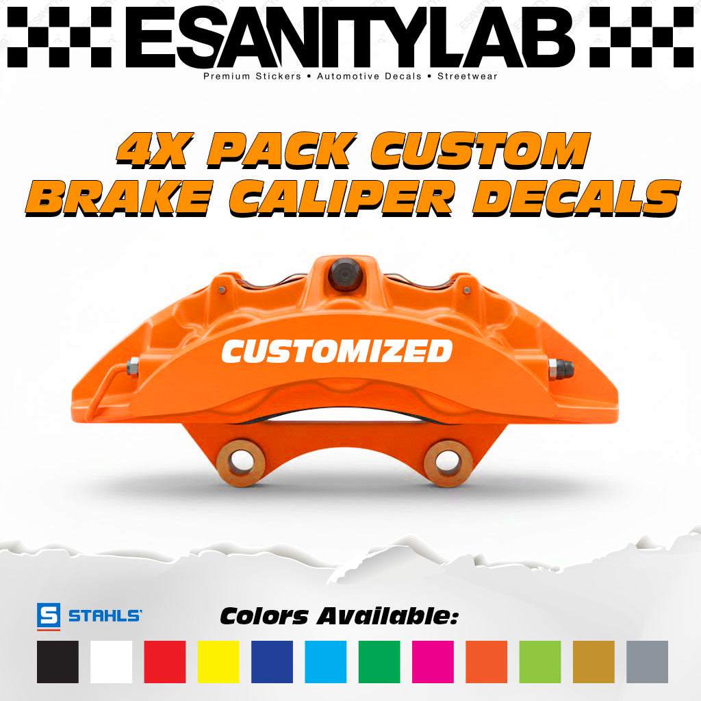 Custom High Temp Caliper Brakes Decal Sticker - 4X Pack