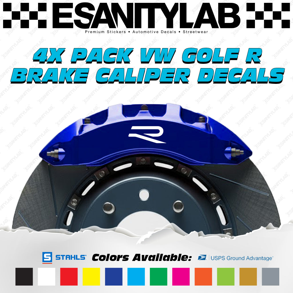 VW Golf R MK8 High Temp Custom Caliper Brakes Decal Sticker - 4X Pack